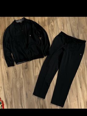 Roberto Cavalli Black Tailored Jacket and Jogger Track Suit